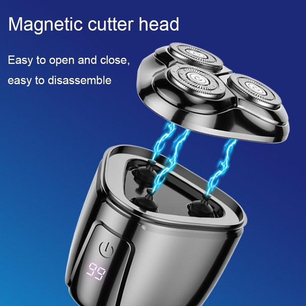 Mini Magnetic Head Shaver Smart LED Display Electric Shaver, Color: Black