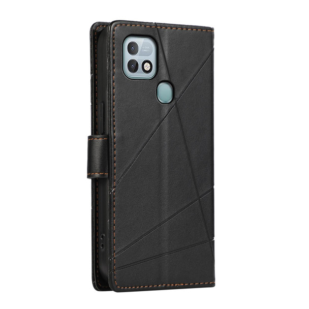 For Infinix Hot 10i PU Genuine Leatherette Texture Embossed Line Phone Case(Black)
