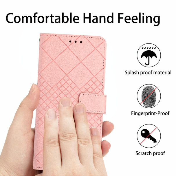 For Google Pixel 6 Pro Rhombic Grid Texture Leatherette Phone Case(Pink)