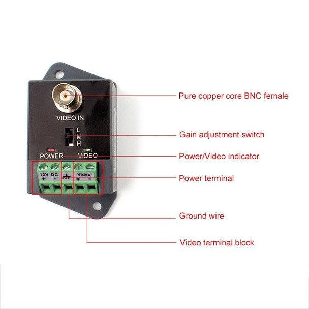 Active CCTV UTP Twisted Pair Video Balun Transmitter and Receiver