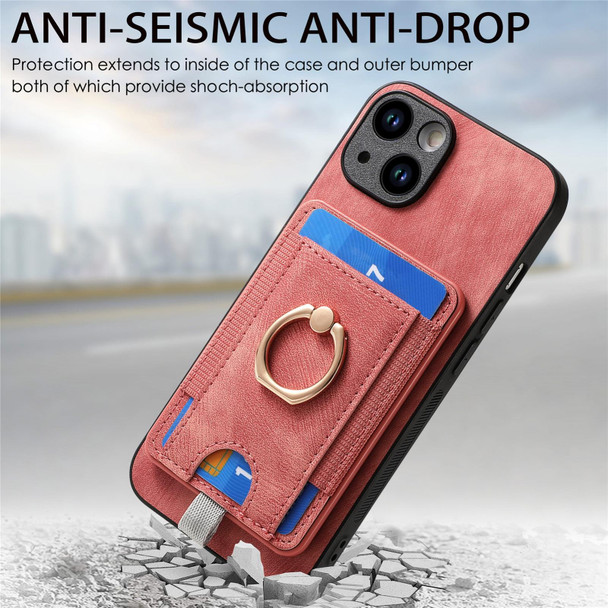 For iPhone 7 / 8/ SE 2022 Retro Splitable Magnetic Card Bag Leatherette Phone Case(Pink)