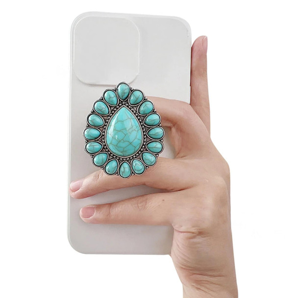 Retro Turquoise Expanding Phone Stand Grip Finger Ring Support, Style: 5