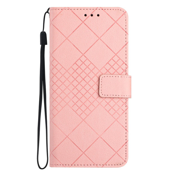 For Sony Xperia 10 III / 10 III Lite Rhombic Grid Texture Leatherette Phone Case(Pink)