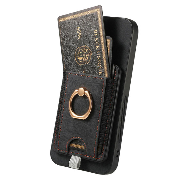 For Samsung Galaxy S22+ 5G Retro Splitable Magnetic Card Bag Leatherette Phone Case(Black)