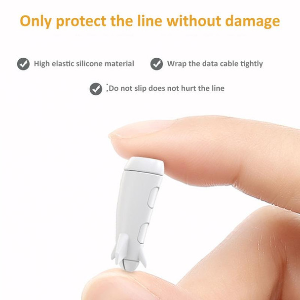 Data Line Protector For IPhone USB Type-C Charger Wire Winder Protection, Spec: Small Head Band +USB Head Black