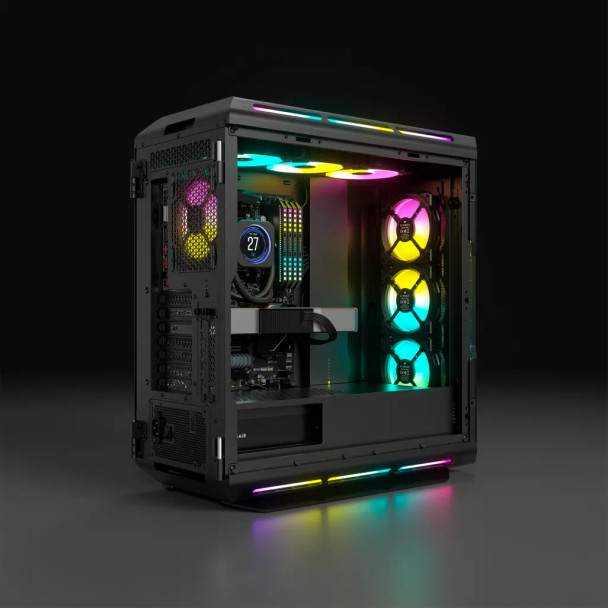 Corsair iCUE 5000T RGB Tempered Glass Black Steel ATX Mid Tower Desktop Chassis