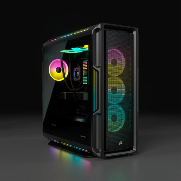 Corsair iCUE 5000T RGB Tempered Glass Black Steel ATX Mid Tower Desktop Chassis