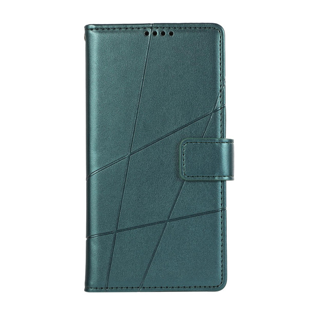 For Realme 9 Pro PU Genuine Leatherette Texture Embossed Line Phone Case(Green)