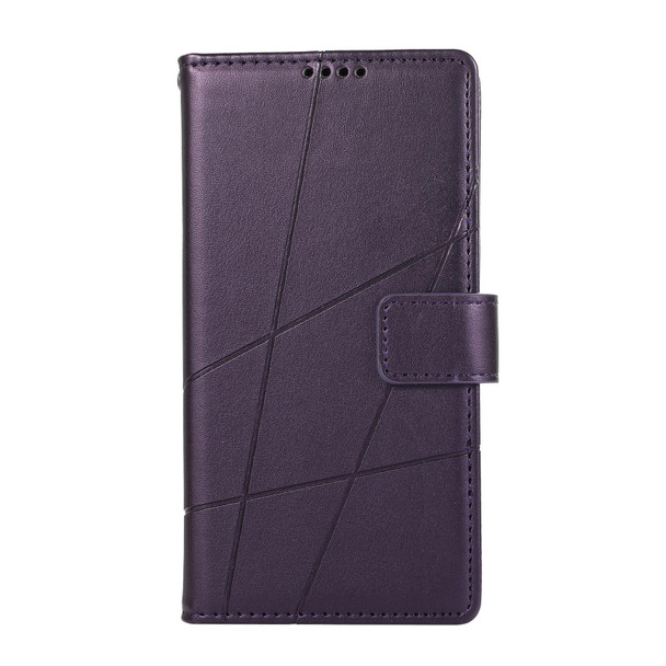 For Realme 9 4G PU Genuine Leatherette Texture Embossed Line Phone Case(Purple)