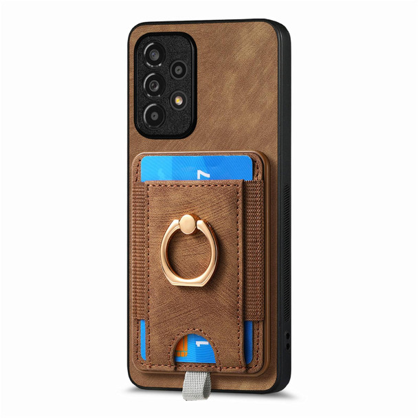 For Samsung Galaxy A04e Retro Splitable Magnetic Card Bag Leatherette Phone Case(Brown)