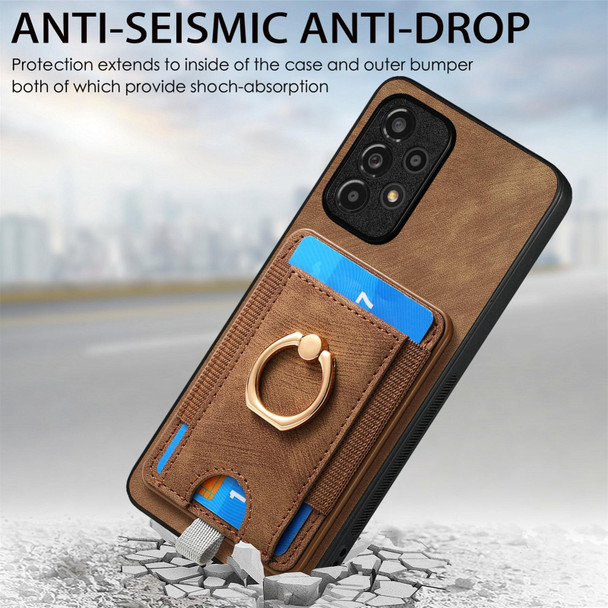 For Samsung Galaxy A04e Retro Splitable Magnetic Card Bag Leatherette Phone Case(Brown)