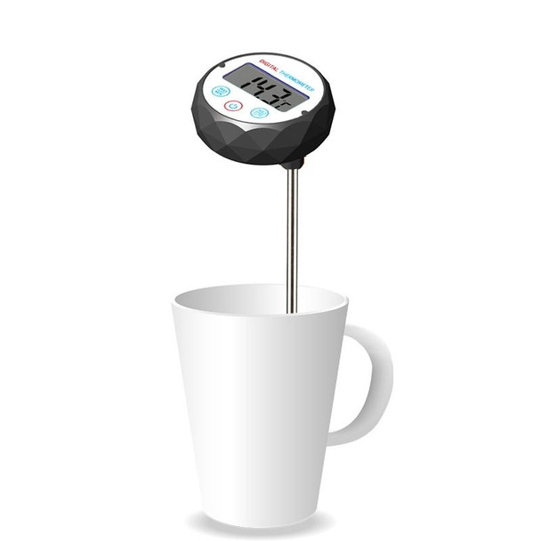 Milk Coffee Hand Brew Kettle Thermometer With Pen Holder Food Thermometer Waterproof(All Black)