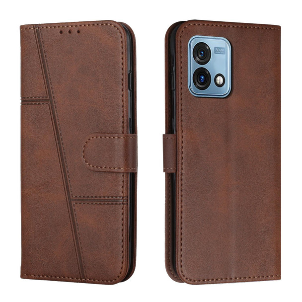 For Motorola Moto G Stylus 4G 2023 Stitching Calf Texture Buckle Leatherette Phone Case(Brown)