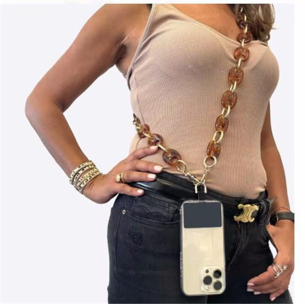 Retro Mobile Phone Chain Lanyard Tortoiseshell Acrylic Resin Bag Chain with Spacer, Spec: L205-LS-40cm