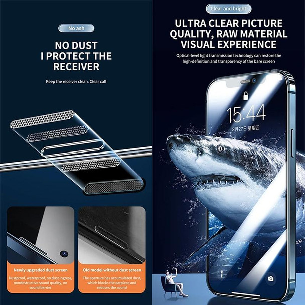 For iPhone 13 Pro Max / 14 Plus 25pcs Anti-peeping Fast Attach Dust-proof Anti-static Tempered Glass Film