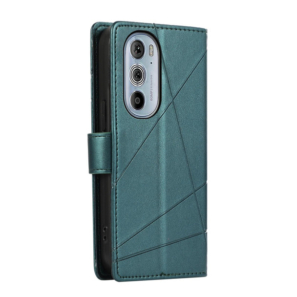 For Motorola Edge 30 Pro PU Genuine Leatherette Texture Embossed Line Phone Case(Green)