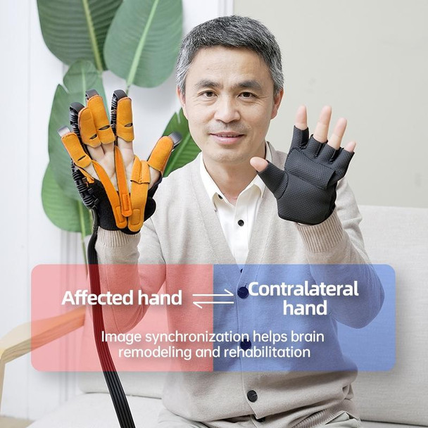 Intelligent Robotic Rehabilitation Glove Equipment, With US Plug Adapter, Size: L(Left Hand Brown)