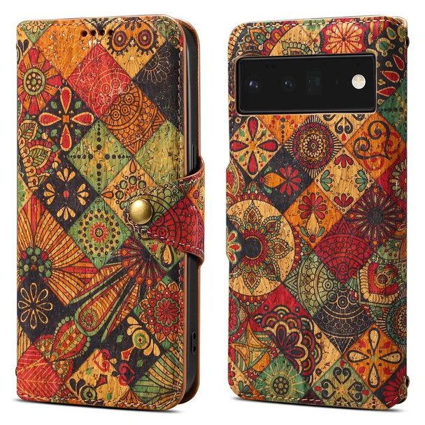 For Google Pixel 6 Pro Denior Flower Language Series Cork Fabric Oil Edge Leatherette Phone Case(Autumn)