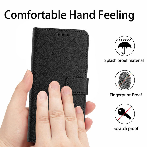 For Xiaomi 13 Lite Rhombic Grid Texture Leather Phone Case(Black)