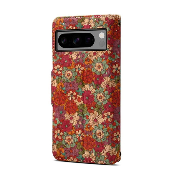 For Google Pixel 8 Denior Flower Language Series Cork Fabric Oil Edge Leatherette Phone Case(Summer)