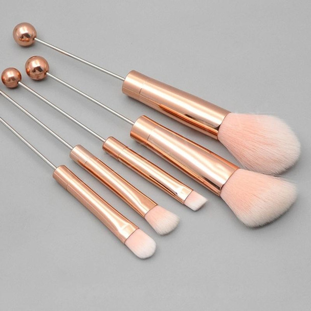 5-in-1  Metal Handle DIY Beaded Makeup Brush Set Blush Loose Powder Slanted Eye Shadow Brush, Color: Rose Gold 