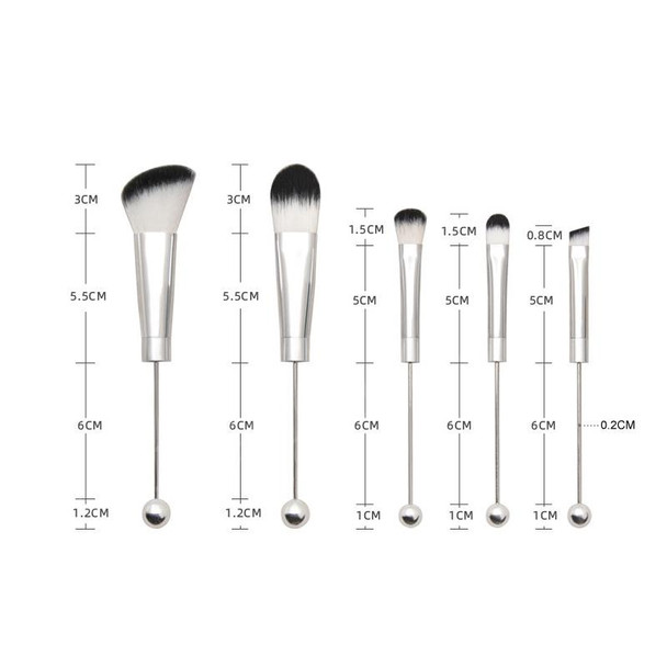 5-in-1  Metal Handle DIY Beaded Makeup Brush Set Blush Loose Powder Slanted Eye Shadow Brush, Color: Rose Gold 