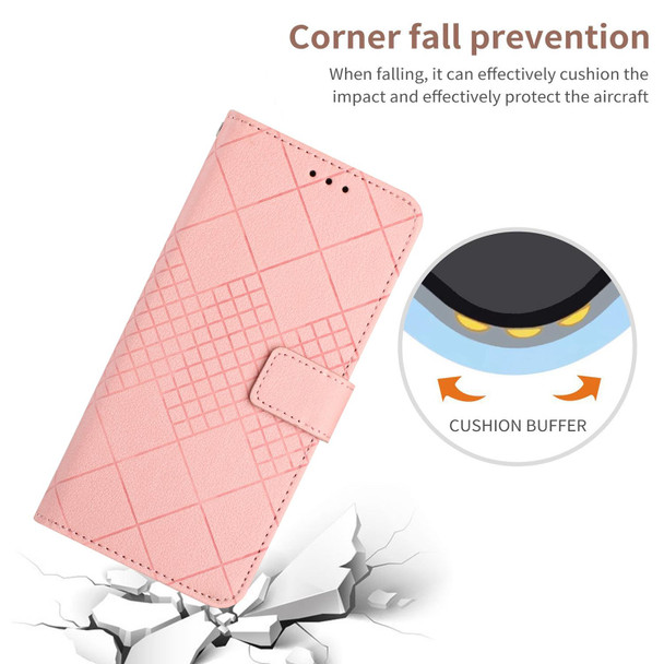 For Xiaomi 12 Rhombic Grid Texture Leather Phone Case(Pink)