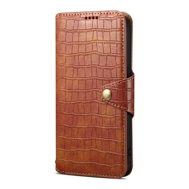 For Google Pixel 7 Denior Crocodile Texture Oil Edge Leatherette Phone Case(Brown)