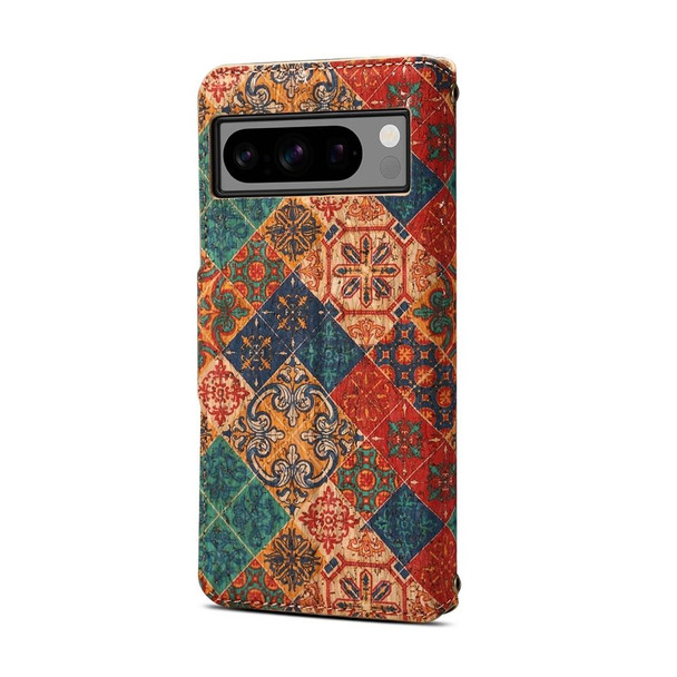 For Google Pixel 6 Pro Denior Flower Language Series Cork Fabric Oil Edge Leatherette Phone Case(Winter)