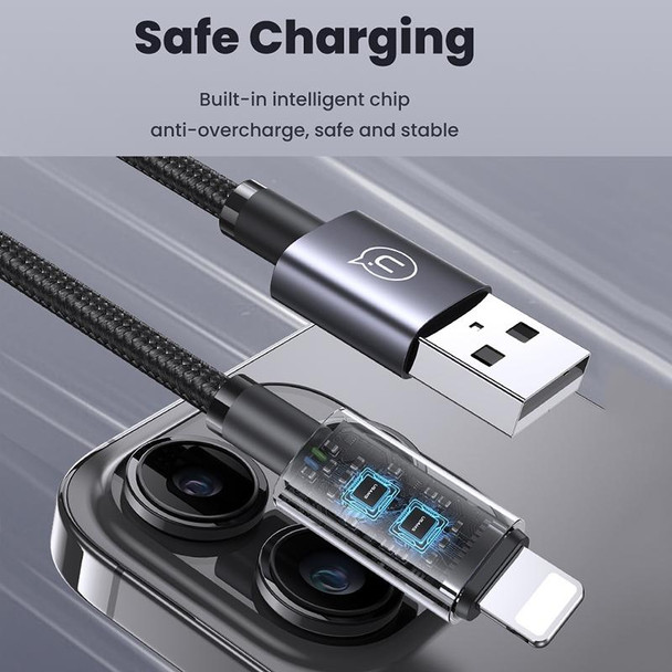 USAMS US-SJ667 USB To 8 Pin 2.4A Fast Charge Data Cable, Length: 1.2m(Black)