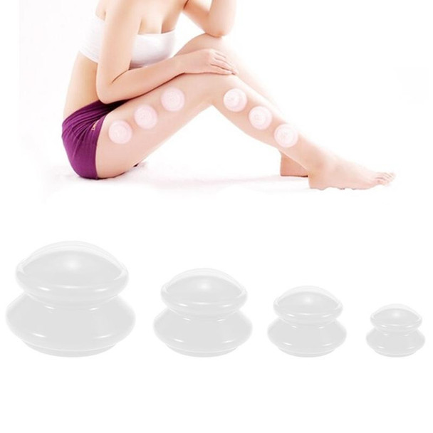 4 Cups / Set Health Care Body Massage Cupping Therapy Anti Cellulite Silicone Vacuum Cups (White)