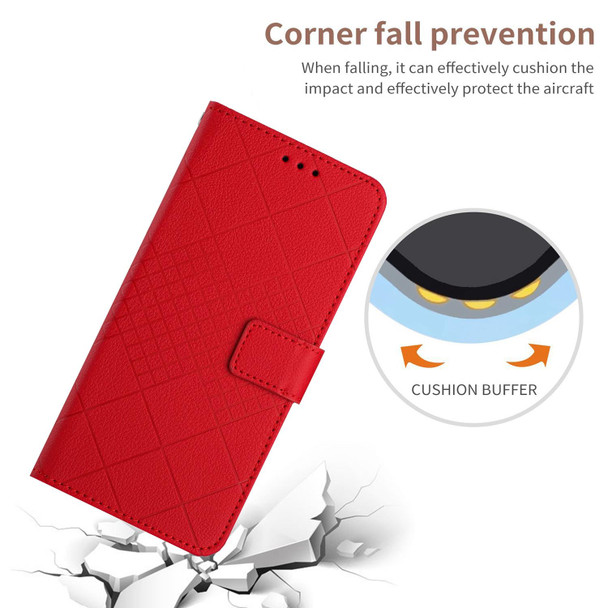 For Xiaomi 12S Ultra Rhombic Grid Texture Leather Phone Case(Red)
