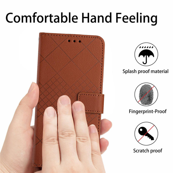 For Xiaomi Redmi 13C 4G Rhombic Grid Texture Leather Phone Case(Brown)