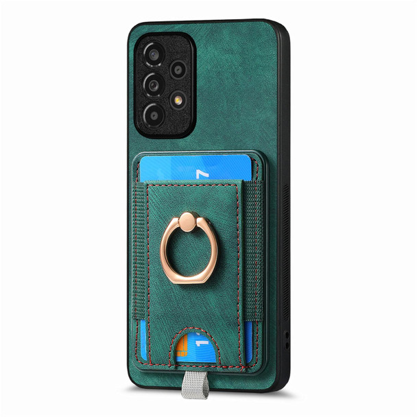 For Samsung Galaxy A04e Retro Splitable Magnetic Card Bag Leatherette Phone Case(Green)