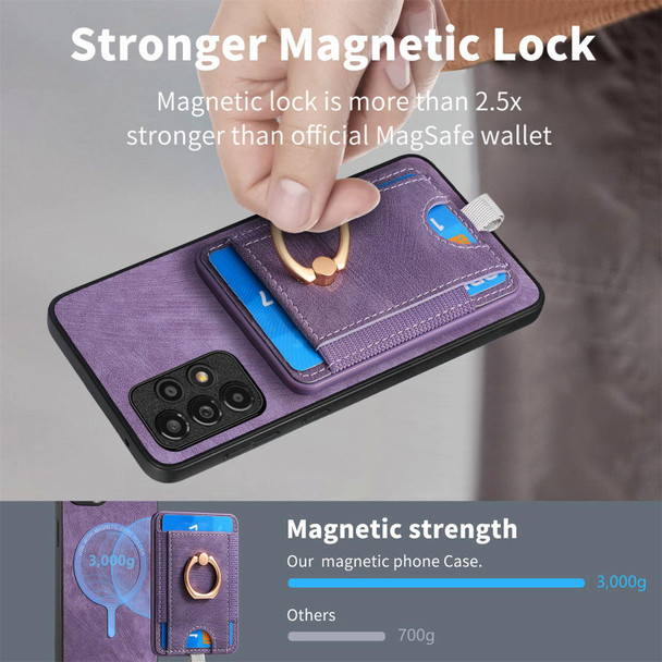 For Samsung Galaxy A54 5G Retro Splitable Magnetic Card Bag Leatherette Phone Case(Purple)