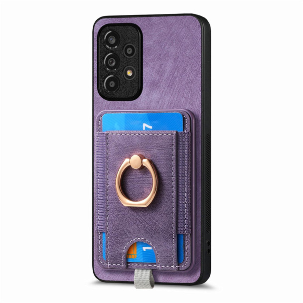 For Samsung Galaxy A54 5G Retro Splitable Magnetic Card Bag Leatherette Phone Case(Purple)