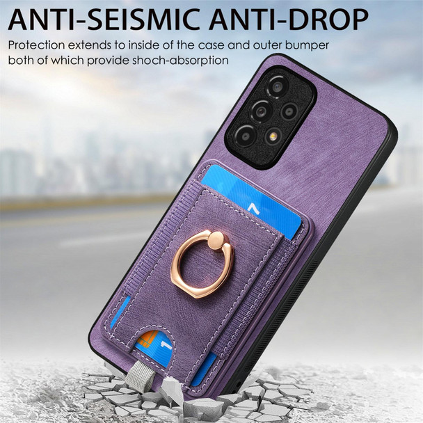For Samsung Galaxy A54 5G Retro Splitable Magnetic Card Bag Leatherette Phone Case(Purple)