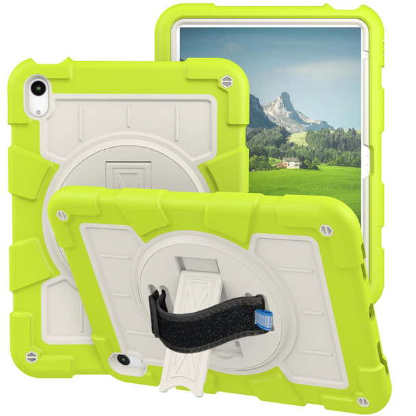 For iPad 10th Gen 10.9 2022 Silicone Hybrid PC Shockproof Tablet Case with Shoulder Strap(Love Birds Green)