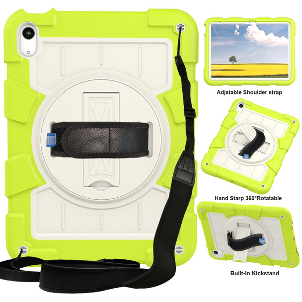 For iPad 10th Gen 10.9 2022 Silicone Hybrid PC Shockproof Tablet Case with Shoulder Strap(Love Birds Green)