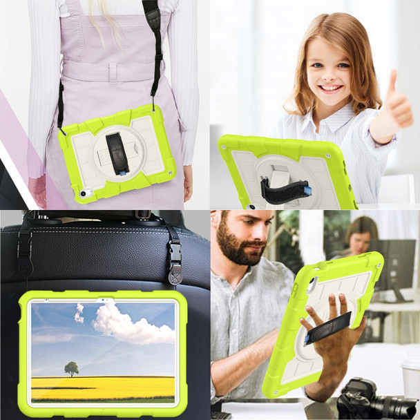 For iPad 10th Gen 10.9 2022 Silicone Hybrid PC Shockproof Tablet Case with Shoulder Strap(Love Birds Green)