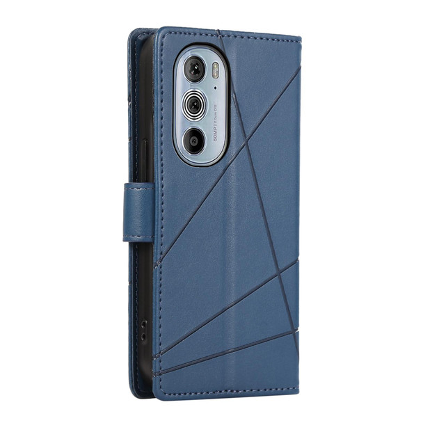 For Motorola Edge 30 Pro PU Genuine Leatherette Texture Embossed Line Phone Case(Blue)