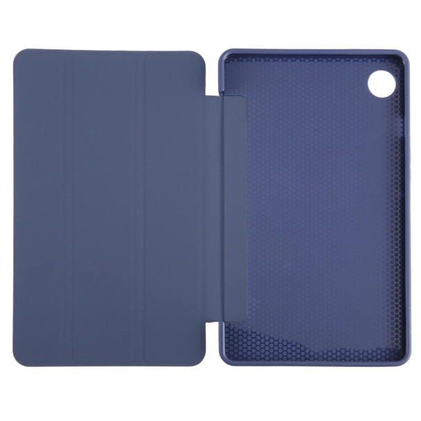 For Samsung Galaxy Tab A9 Tri-fold Holder Flip Horizontal Flip TPU Leatherette Tablet Case(Dark Blue)