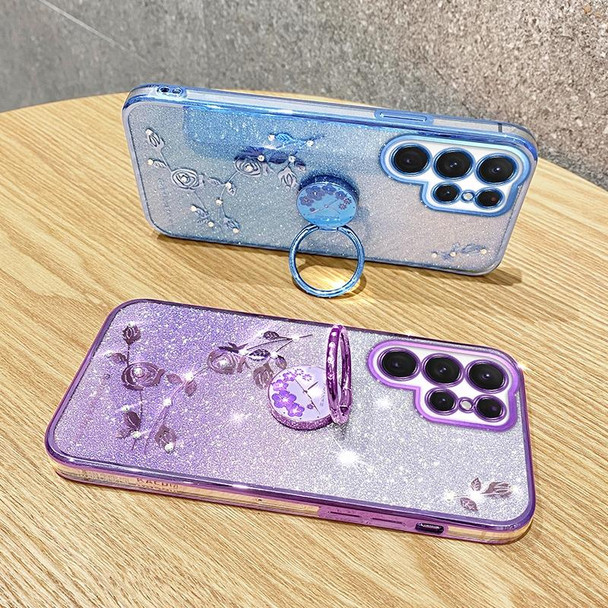 For Samsung Galaxy S24 Ultra 5G Gradient Glitter Immortal Flower Ring All-inclusive Phone Case(Purple)