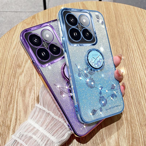 For Xiaomi 14 Pro Gradient Glitter Immortal Flower Ring All-inclusive Phone Case(Purple)