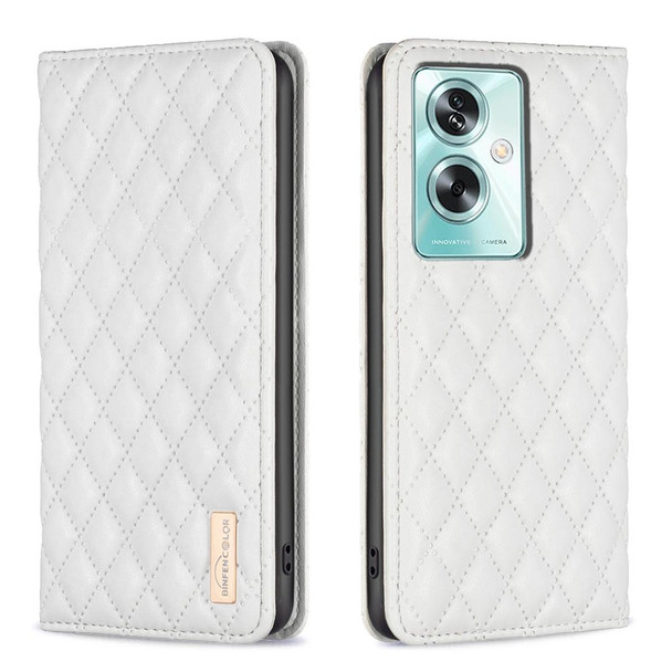 For OPPO A79 5G Diamond Lattice Magnetic Leatherette Flip Phone Case(White)
