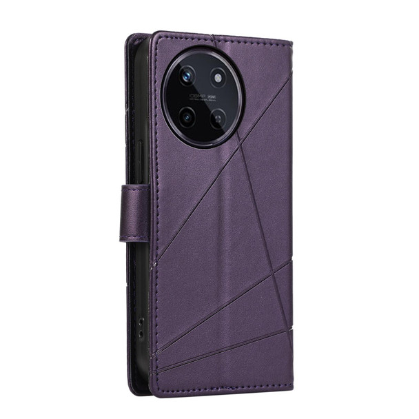For Realme 11 4G PU Genuine Leatherette Texture Embossed Line Phone Case(Purple)