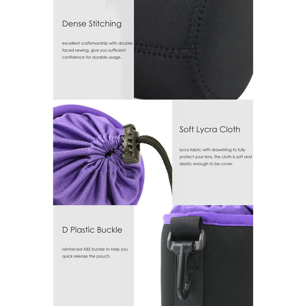 SLR Camera Lens Bag Micro Single Lens Bag Lens Inner Bile Bag Waterproof Protective Case Plus Velvet Thickening, Diameter: 10cm, Height: 25cm(Purple)