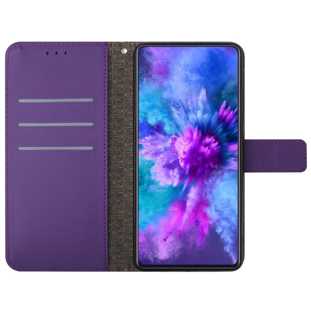 For Samsung Galaxy Note20 Rhombic Grid Texture Leatherette Phone Case(Purple)