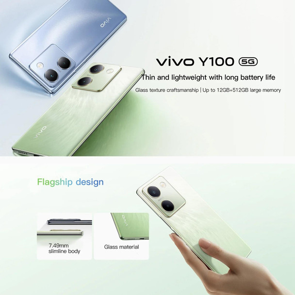 vivo Y100, 8GB+256GB, Face ID / Screen Fingerprint Identification, 6.78 inch Android 13.0 OriginOS 3 Snapdragon 695 Octa Core, OTG, Network: 5G(Green)