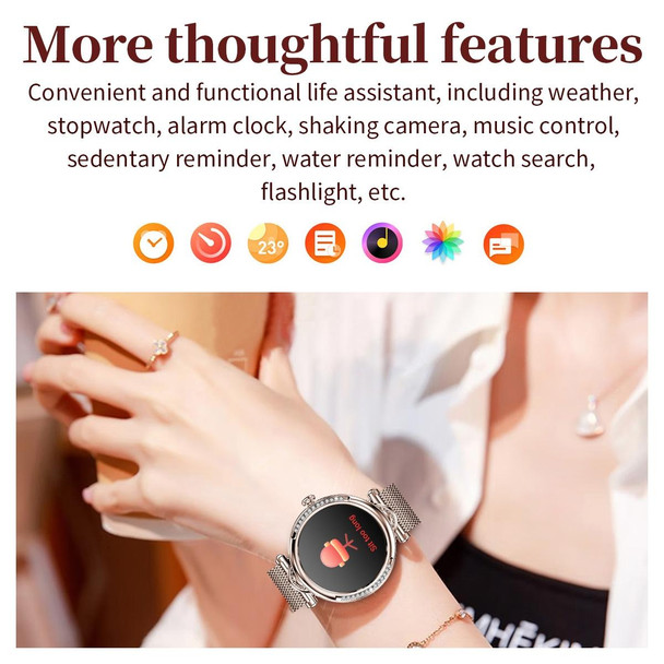 CF32 1.27 inch Screen Lady Smart Watch, Silicone Band, Support Female Physiology Monitoring & 100+ Sports Modes(Silver)
